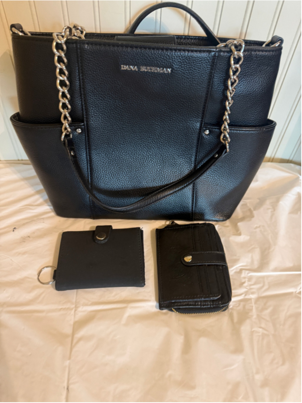 Dana Buchman Handbag Purse Chain Strap black with wallets